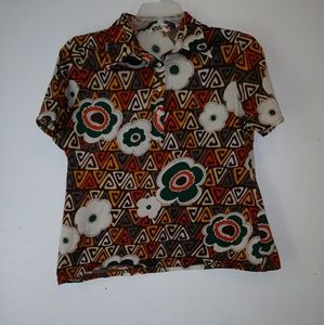 Vintage Riss top shirt floral triangles size M